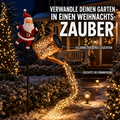 Solar-Gartenleuchte mit Weihnachtsmann und Gießkanne