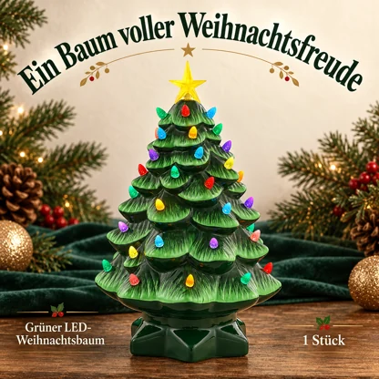 Grüner LED-Weihnachtsbaum mit bunten Lichtdetails