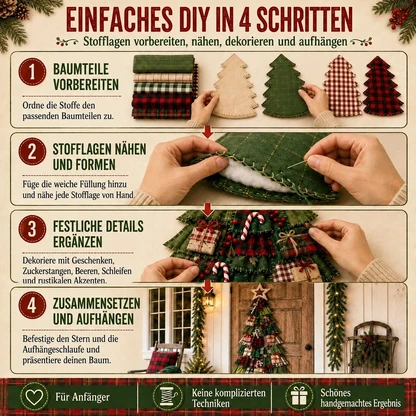 Bastelset für einen übergroßen Patchwork-Weihnachtsbaum-Türhänger