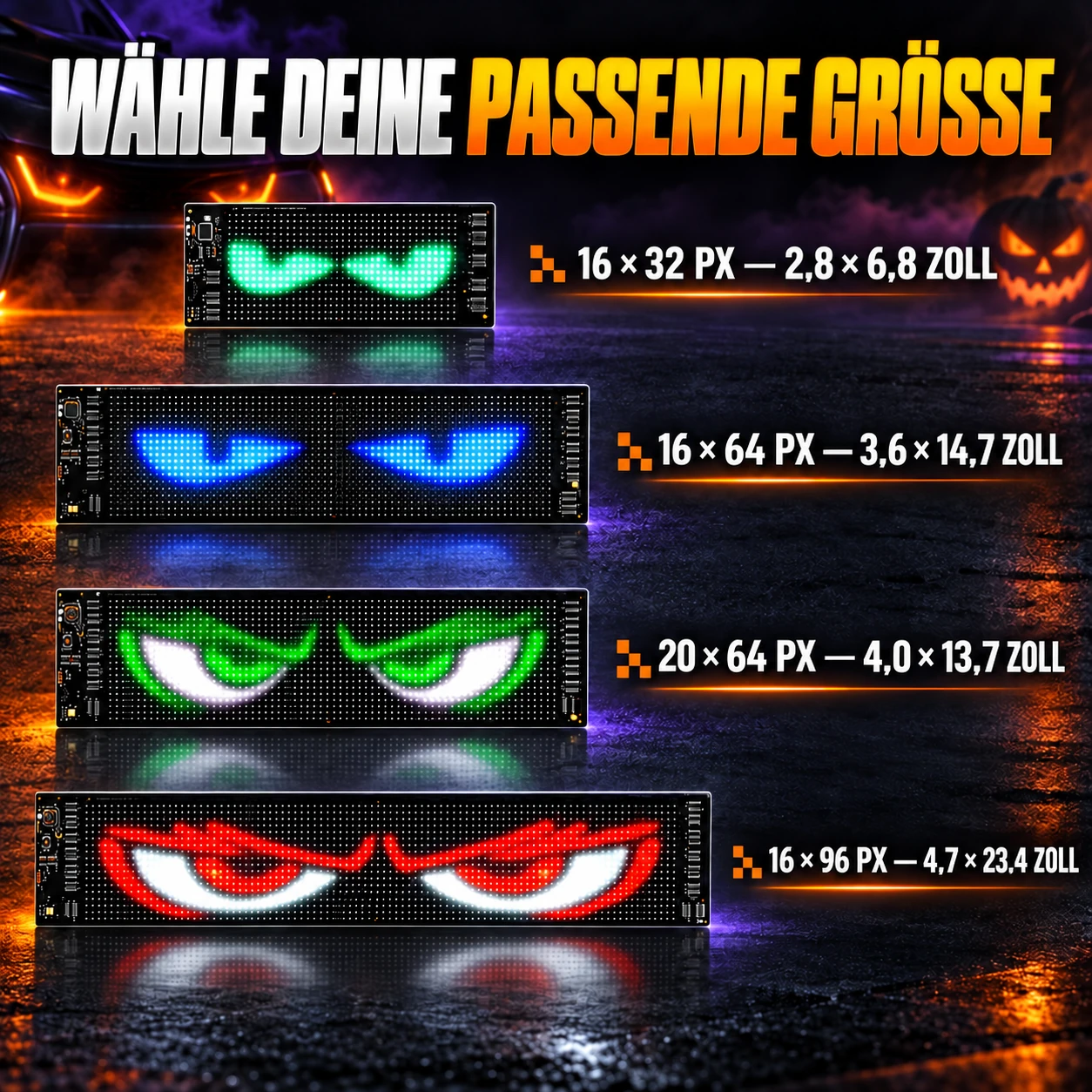 App-gesteuertes flexibles LED-Augen-Display fürs Auto