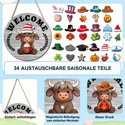 35-teiliges wechselbares Willkommensschild mit Hochlandrind