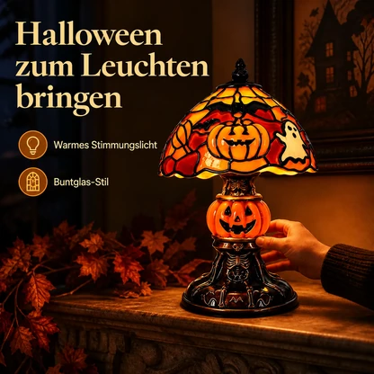 Halloween-Tischlampe im Buntglasstil mit gemütlichem Licht