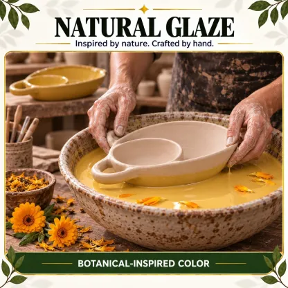 🥣 Handcrafted Divided Ceramic Serving Bowl with Side Handle 🔥
