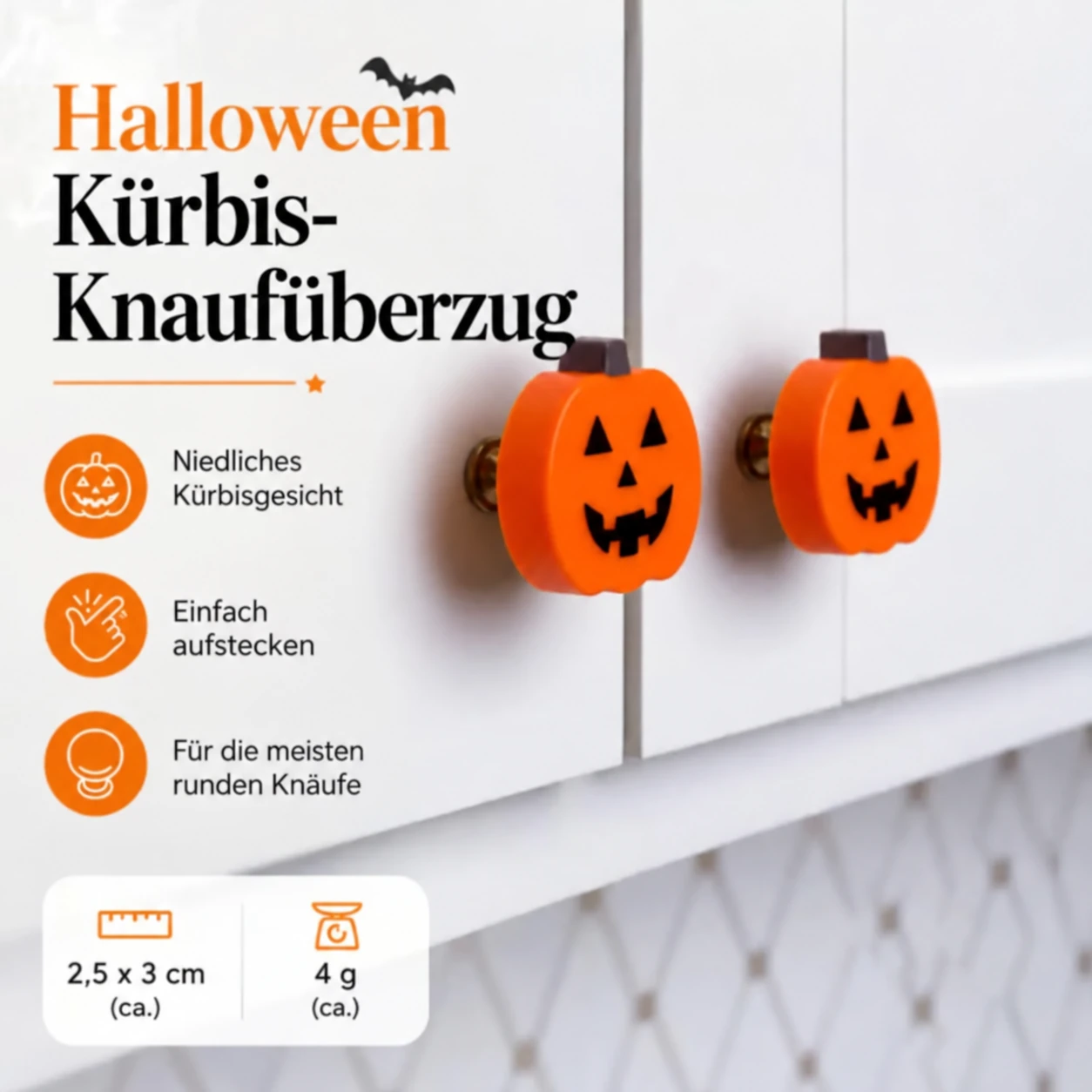 Halloween-Kürbisabdeckungen für Knäufe – 2-teiliges Set