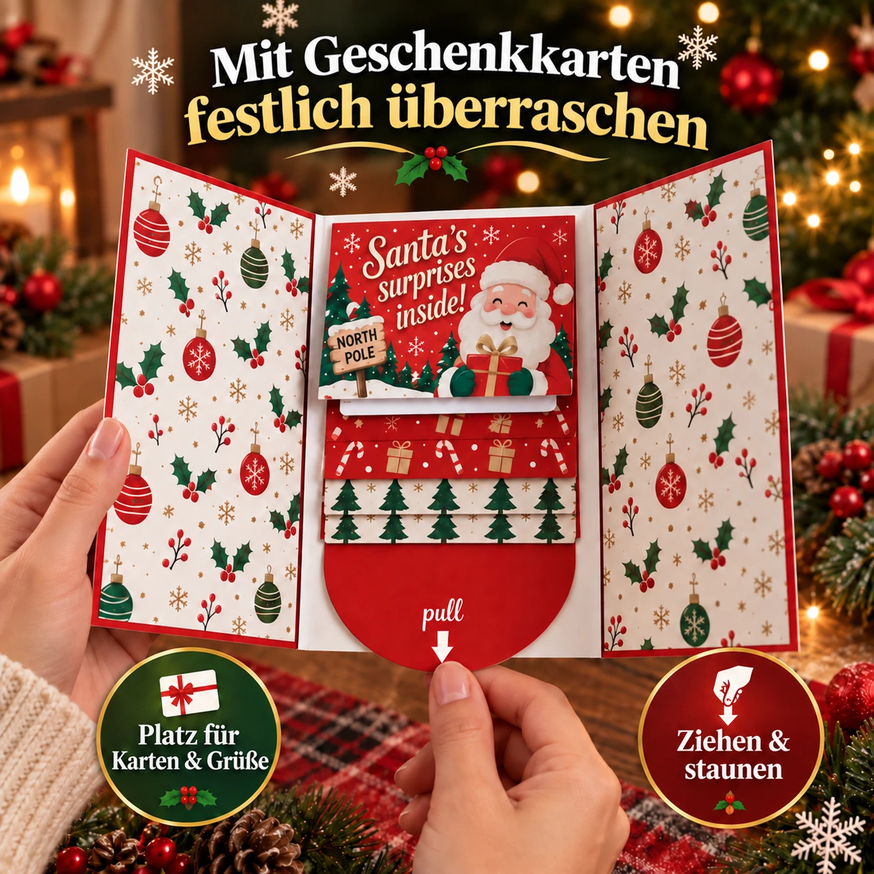 Weihnachtliches Überraschungsheft für Geschenkkarten