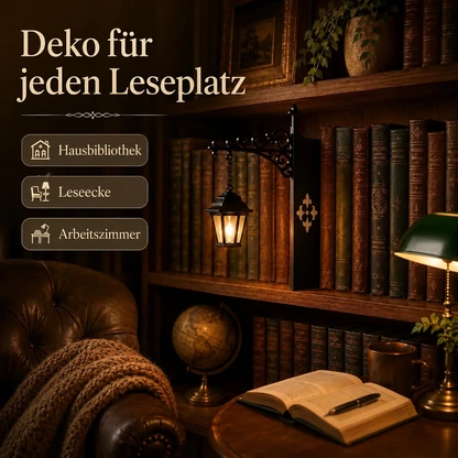 Verzauberte Bücherregal-Einsteckleuchte – Vintage-Laterne oder lesender Geist