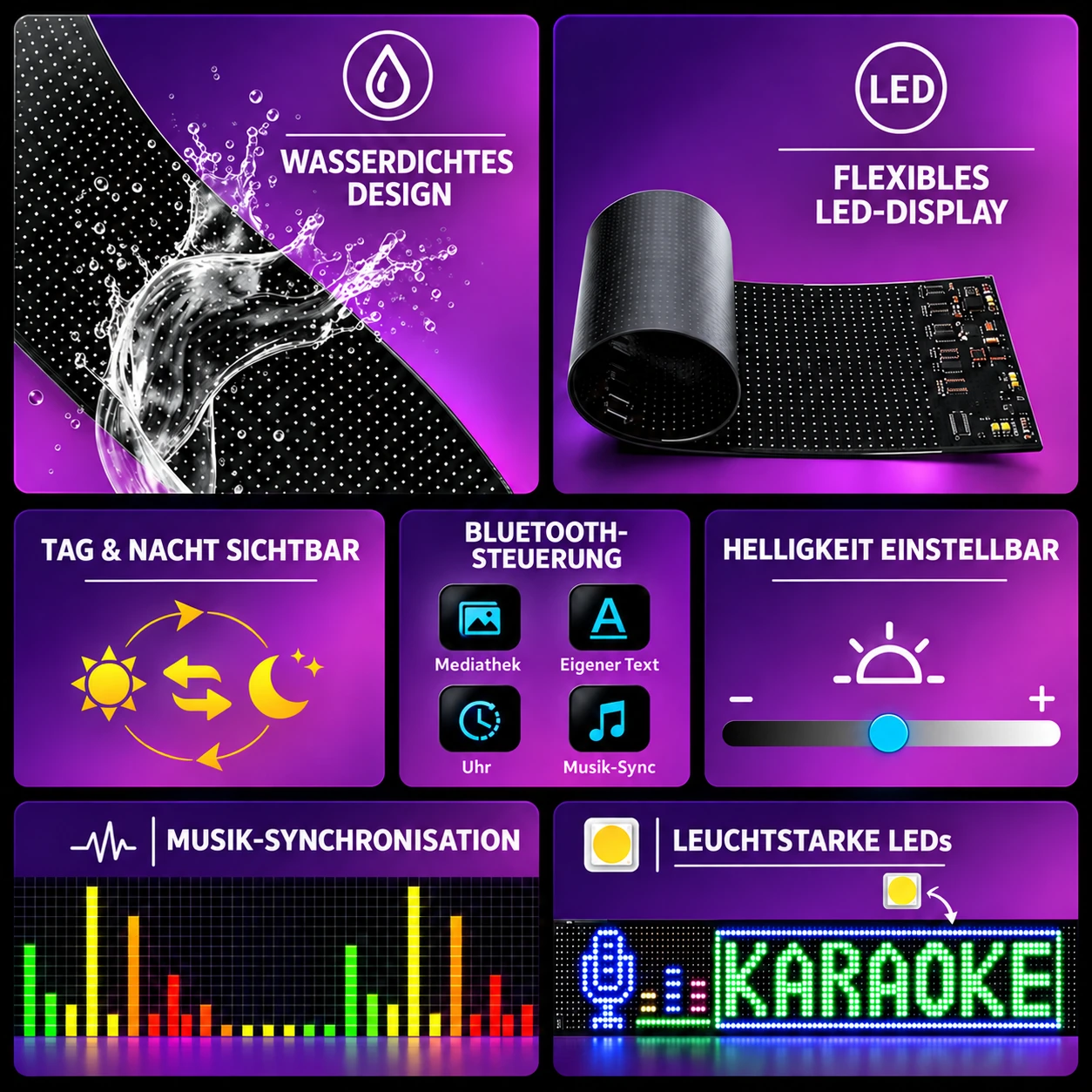 App-gesteuertes flexibles LED-Augen-Display fürs Auto