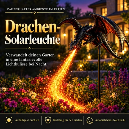 Halloween-Solar-Gartenstecker mit feuerspeiendem Drachen