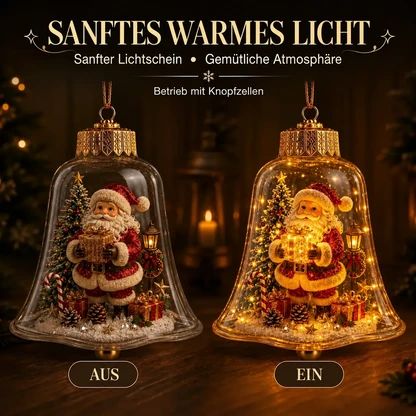 Warm leuchtender Weihnachtsglocken-Anhänger mit Miniaturszene