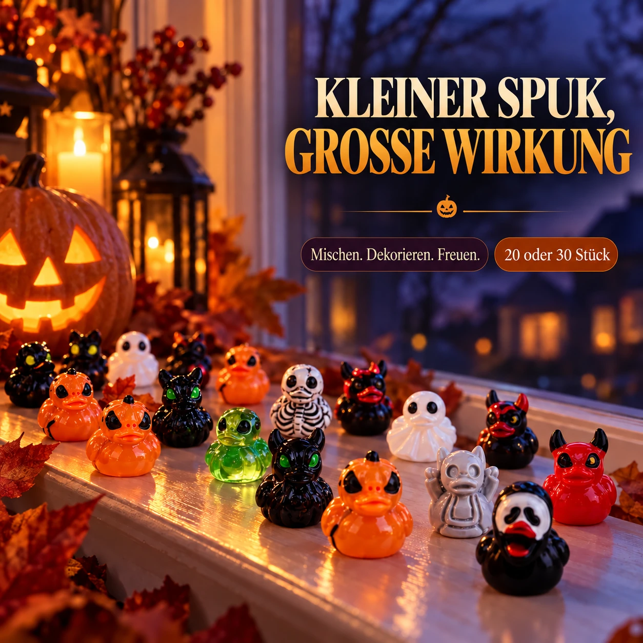 Halloween-Mini-Teufelsenten-Sortiment | 30 Stück