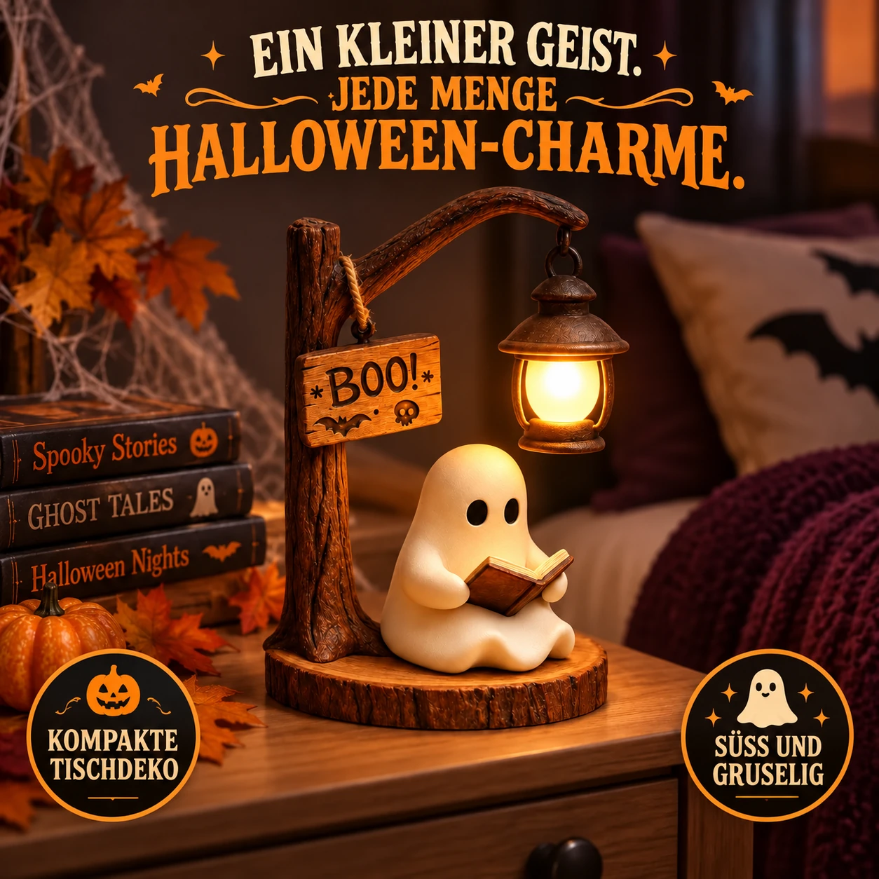 Ein kleiner Geist, viel Halloween-Charme – Tisch-Hauptbild