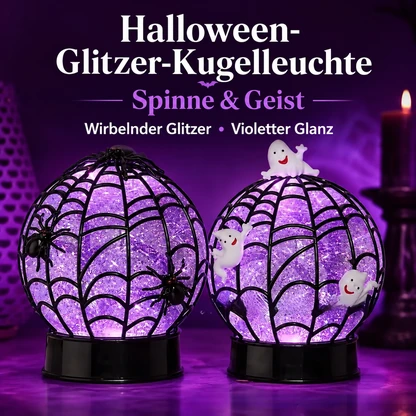 Halloween-Kugelleuchte mit wirbelndem Glitzer und Geistern oder Spinnen