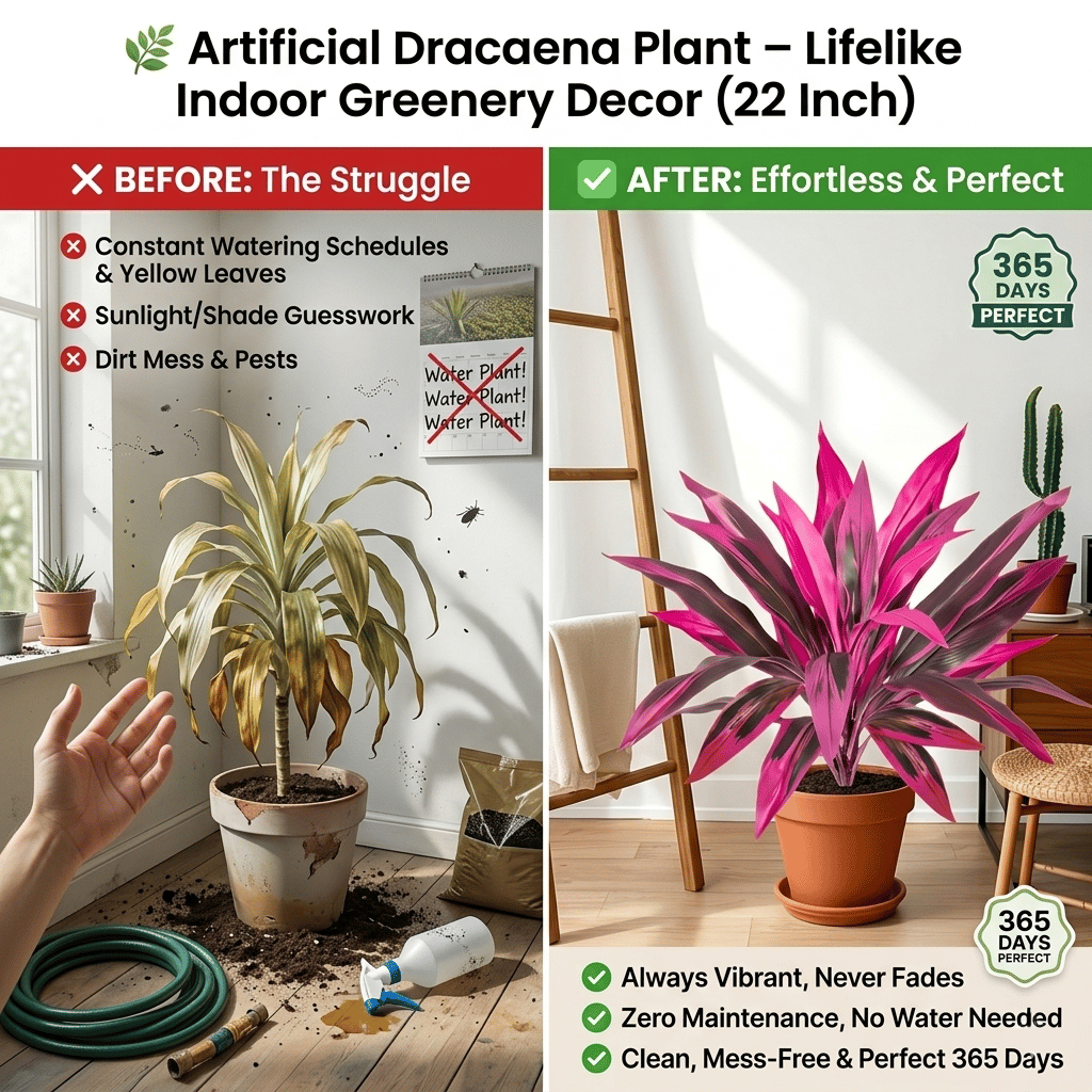 🌿 Artificial Dracaena Plant – Lifelike Indoor Greenery Decor (22 Inch)