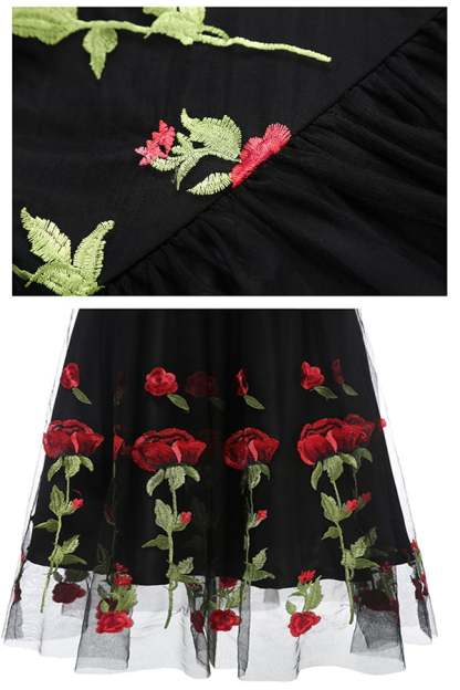Women’s Vintage Rose Embroidered A-Line Midi Dress(Buy 2 Free Shipping)