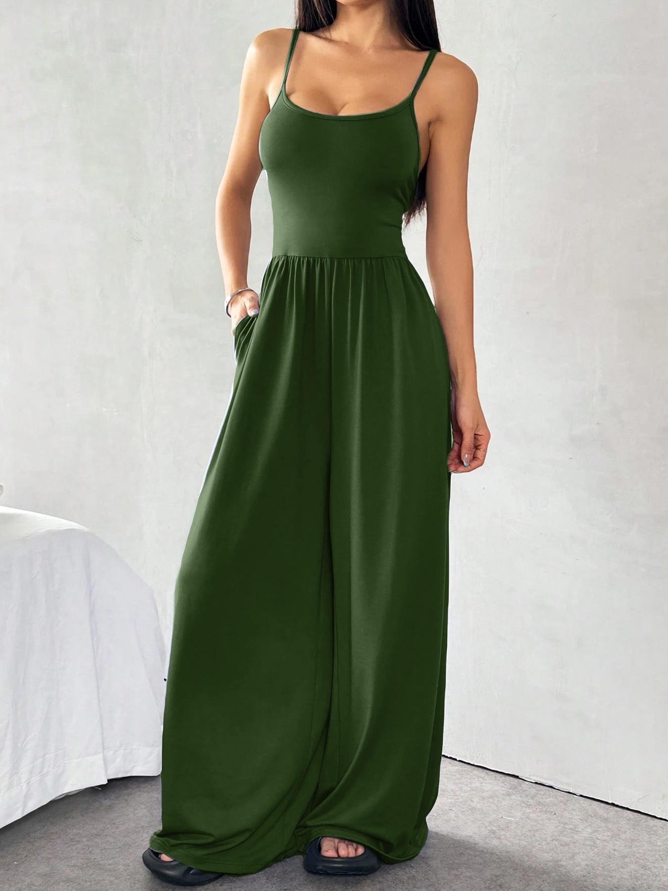 ✨ Spaghetti Strap Wide-Leg Jumpsuit with Pockets(Spring/Summer)(Buy 2 Free Shipping)