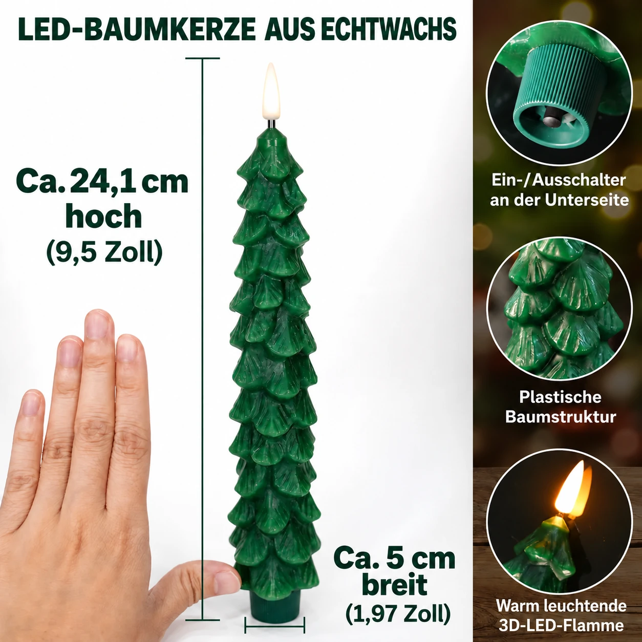 Ferngesteuerte Weihnachtsbaumkerzen aus Echtwachs – 2-teiliges Set