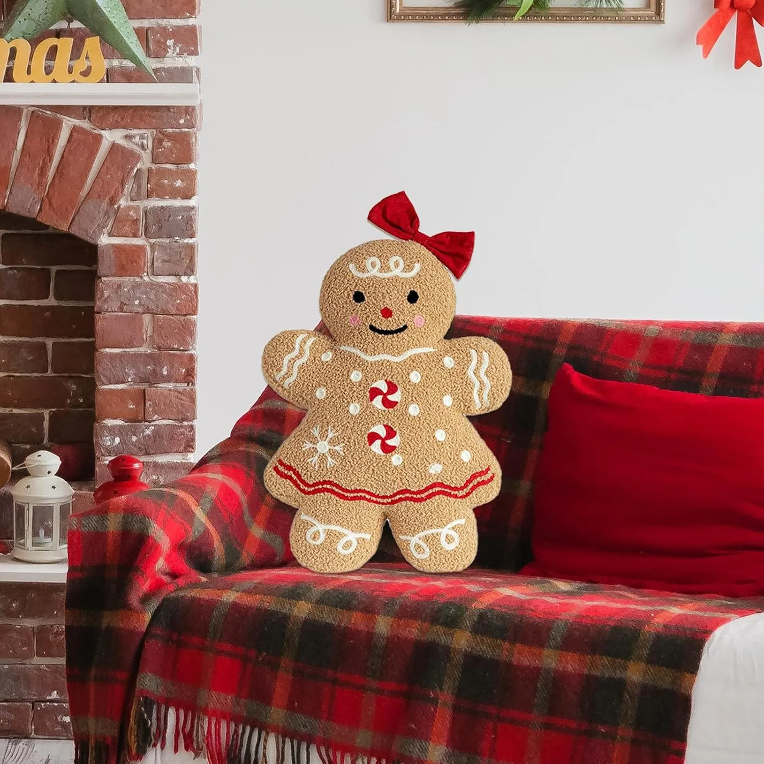 Christmas Gingerbread Man Pillow – 17.7 in