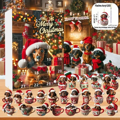 24-Tage-Weihnachts-Adventskalender mit Katzen und Hunden und Acrylanhängern