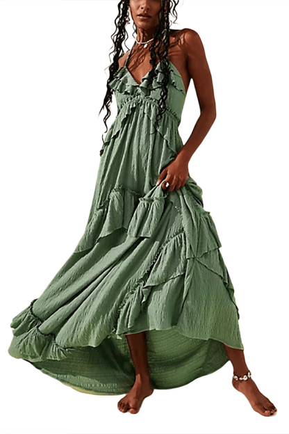 Women's Leaf-Print Backless Maxi Dress（Buy 2 Free Shipping）
