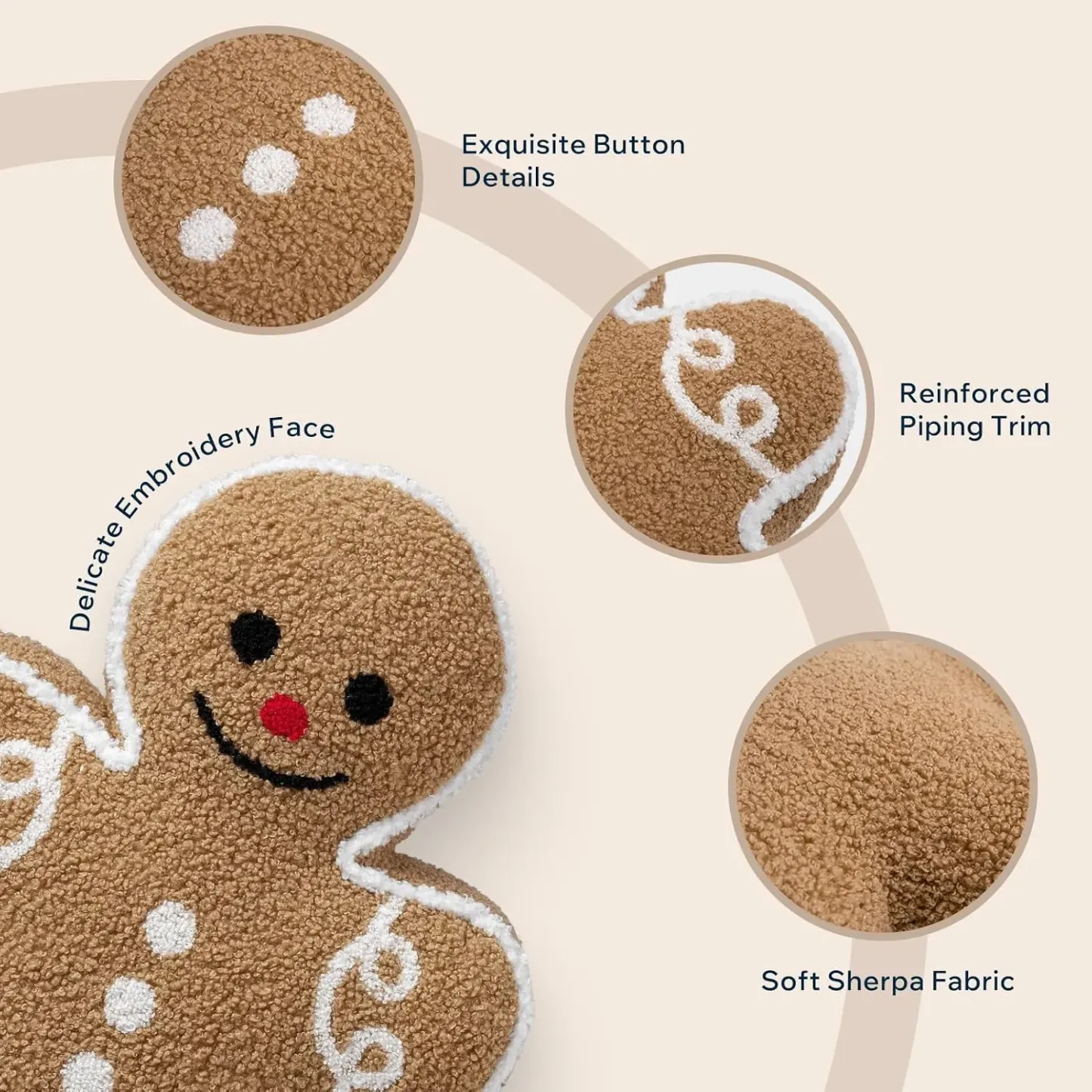 Christmas Gingerbread Man Pillow – 17.7 in