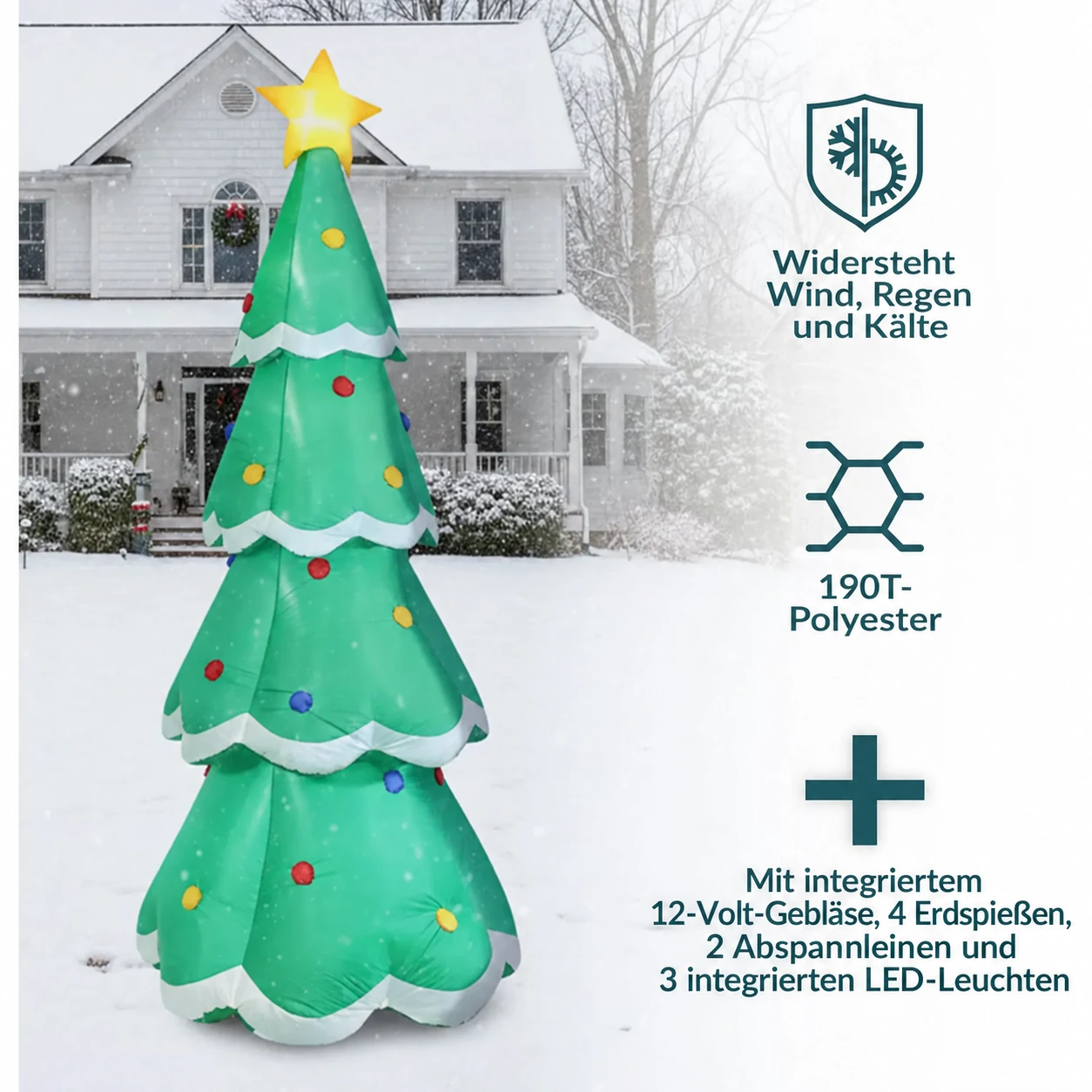 Beleuchteter aufblasbarer Weihnachtsbaum, 6,9 Fuß