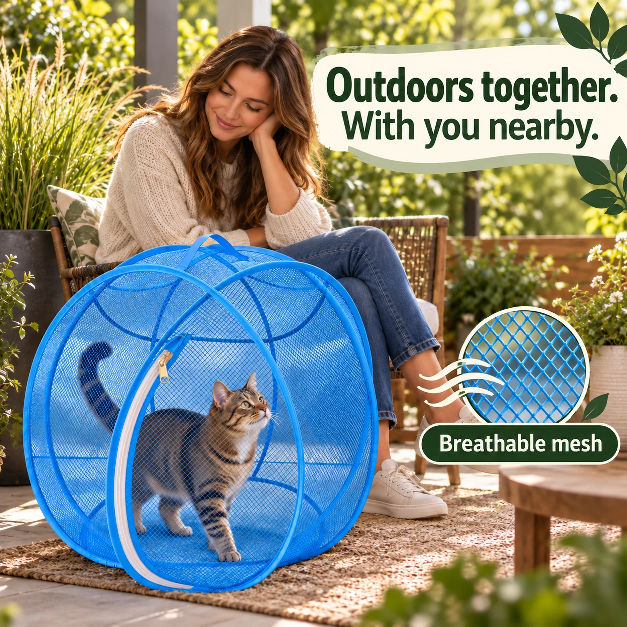 Mesh Cat Tent with Zip Opening