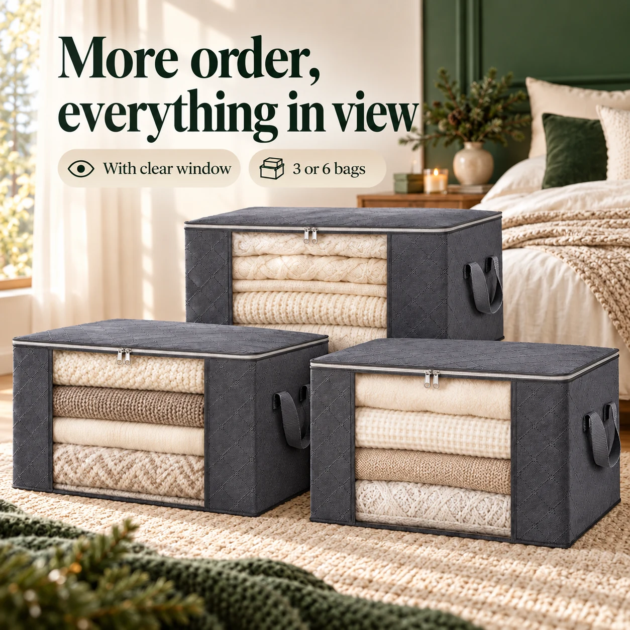 Windowed Storage Bags for Clothes &amp; Bedding