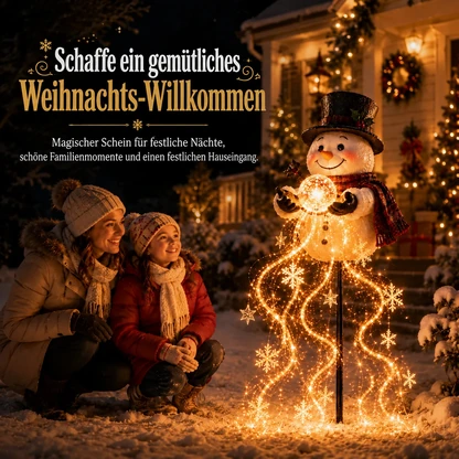 Solar-Weihnachtsgartenlicht mit Schneemann und magischem Fontäneneffekt