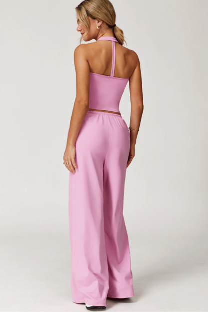 Women's Lightweight "Cloud-Feel" Casual Set — Backless Cropped Top & Wide-Leg Pants（Buy 2 Free Shipping）