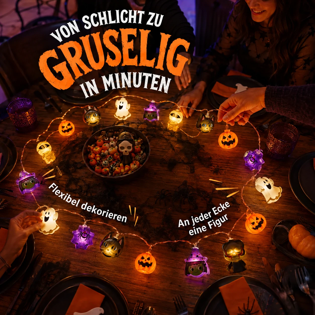 Leuchtende Halloween-Figuren-Lichterkette