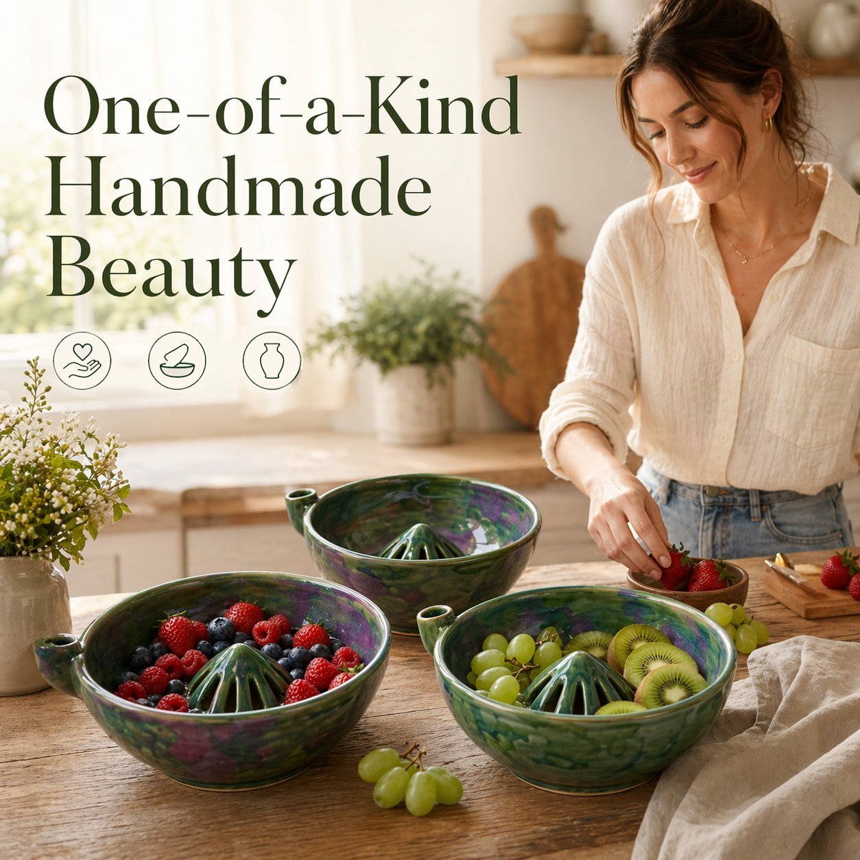 The Original Artisan Swirling Berry Bowl – Hand-Thrown, Functional Ceramic Art