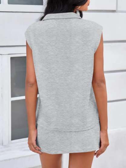 Buttery Soft 2-Piece Skort Outfit for Women - Half Zip Sleeveless Top & Wrap Skirt with Built-in Shorts, Perfect for Tennis, Golf & Casual Summer Days