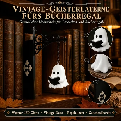 Verzauberte Bücherregal-Einsteckleuchte – Vintage-Laterne oder lesender Geist