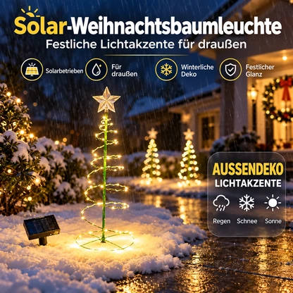 Solarbetriebene spiralförmige Weihnachtsbaumbeleuchtung mit Sternspitze