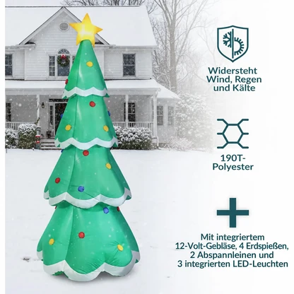 Beleuchteter aufblasbarer Weihnachtsbaum, 6,9 Fuß