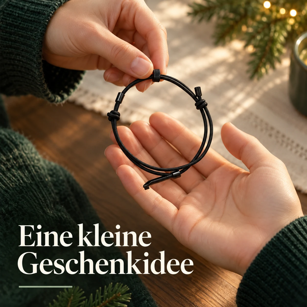Schwarzes Notfallarmband aus Kordel – 2er-Set