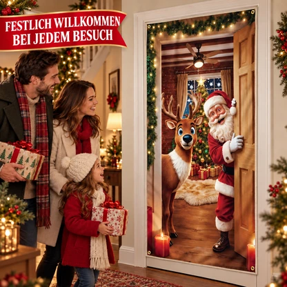 Weihnachtliche Türdekoration mit 3D-Effekt