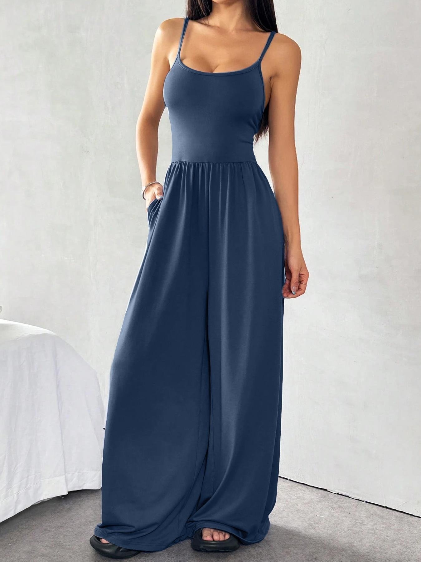 ✨ Spaghetti Strap Wide-Leg Jumpsuit with Pockets(Spring/Summer)(Buy 2 Free Shipping)