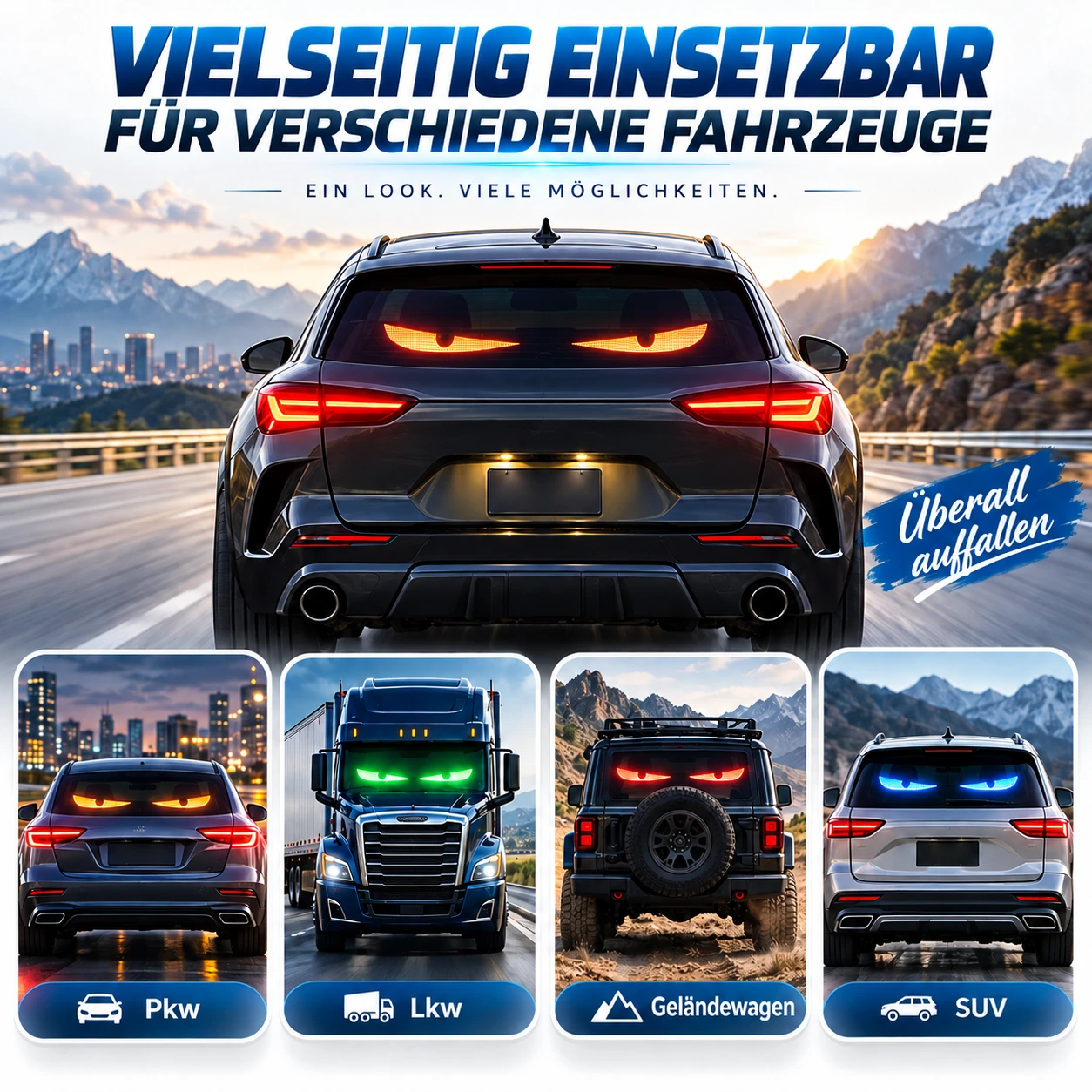 App-gesteuertes flexibles LED-Augen-Display fürs Auto