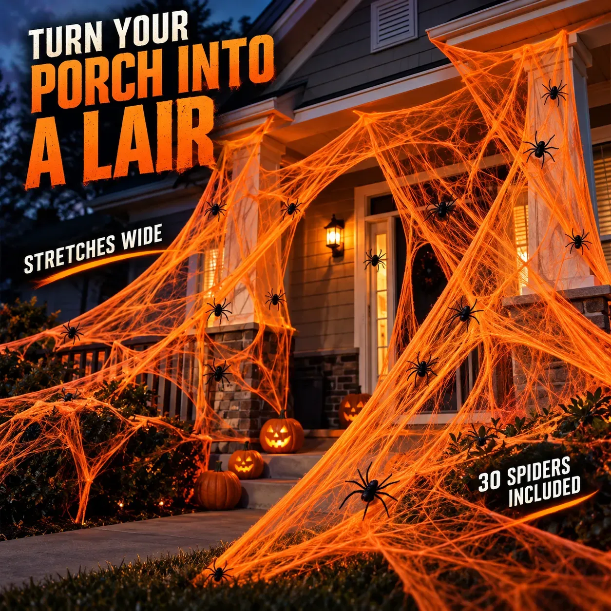 Stretchable Halloween Spider Web Decoration Set