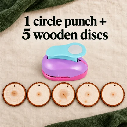 Photo Ornament Craft Kit with Circle Punch & Wooden Discs