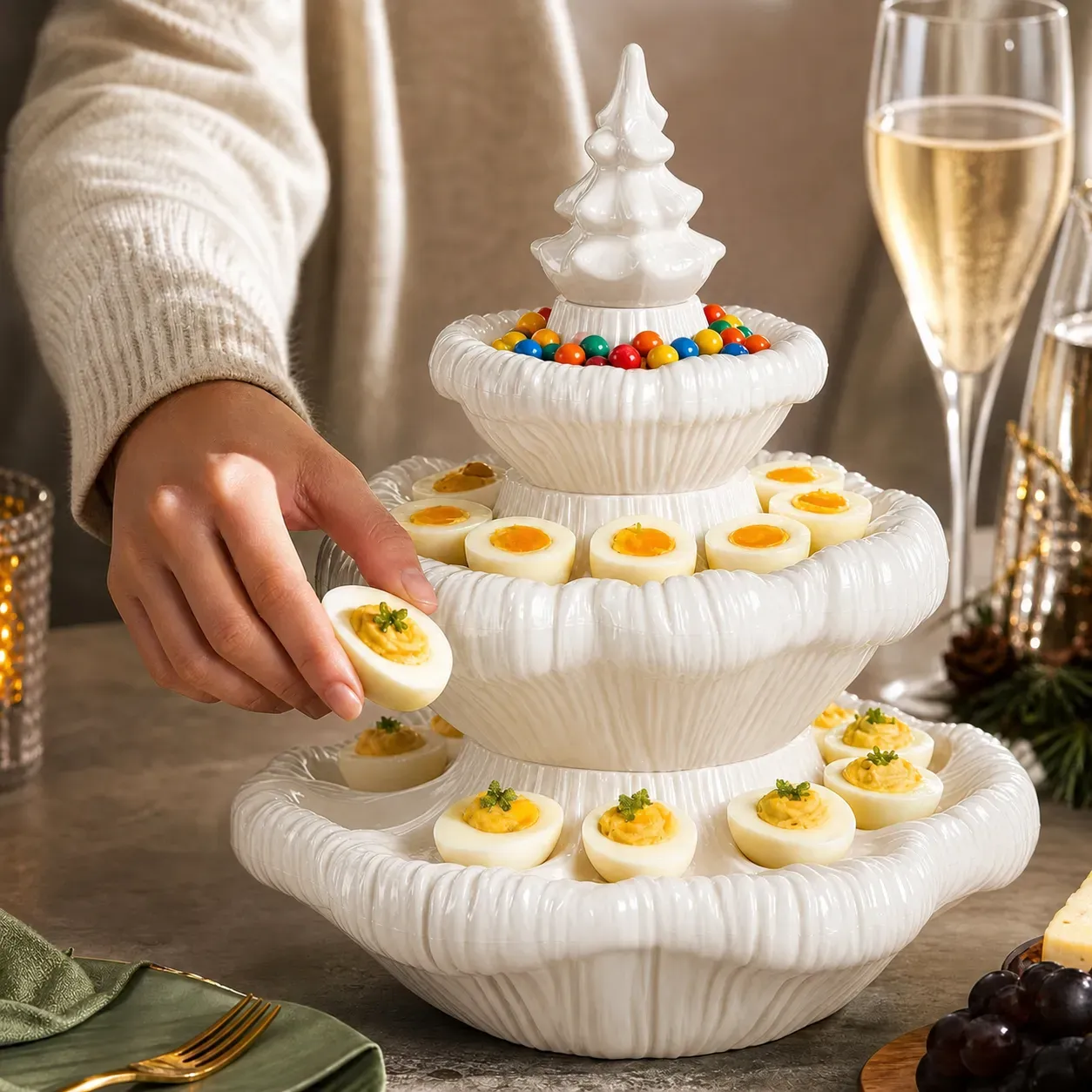 Festive 3-Tier Christmas Tree Serving Platter
