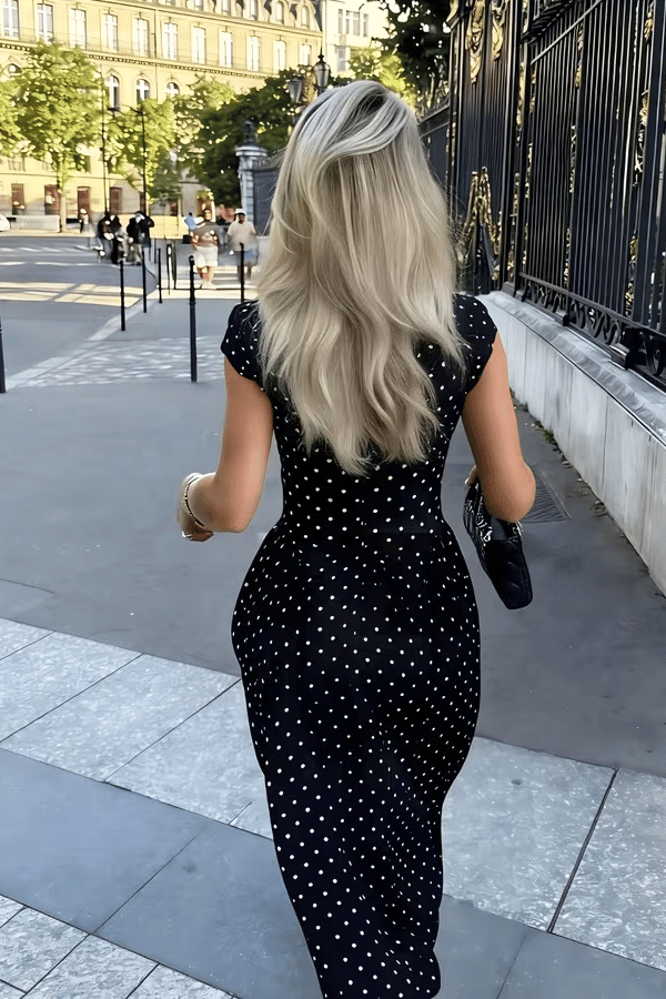 Women’s Polka Dot Maxi Dress – Sleeveless A-Line Long Dress
