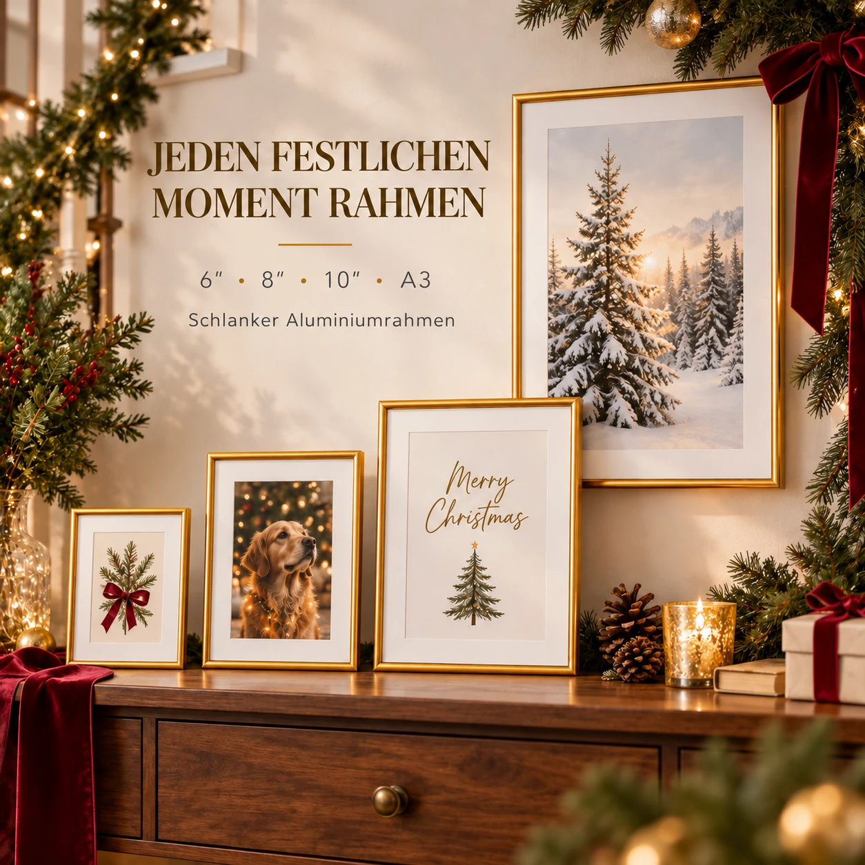 Aluminium-Bilderrahmen für die Weihnachts-Bilderwand – Titangold