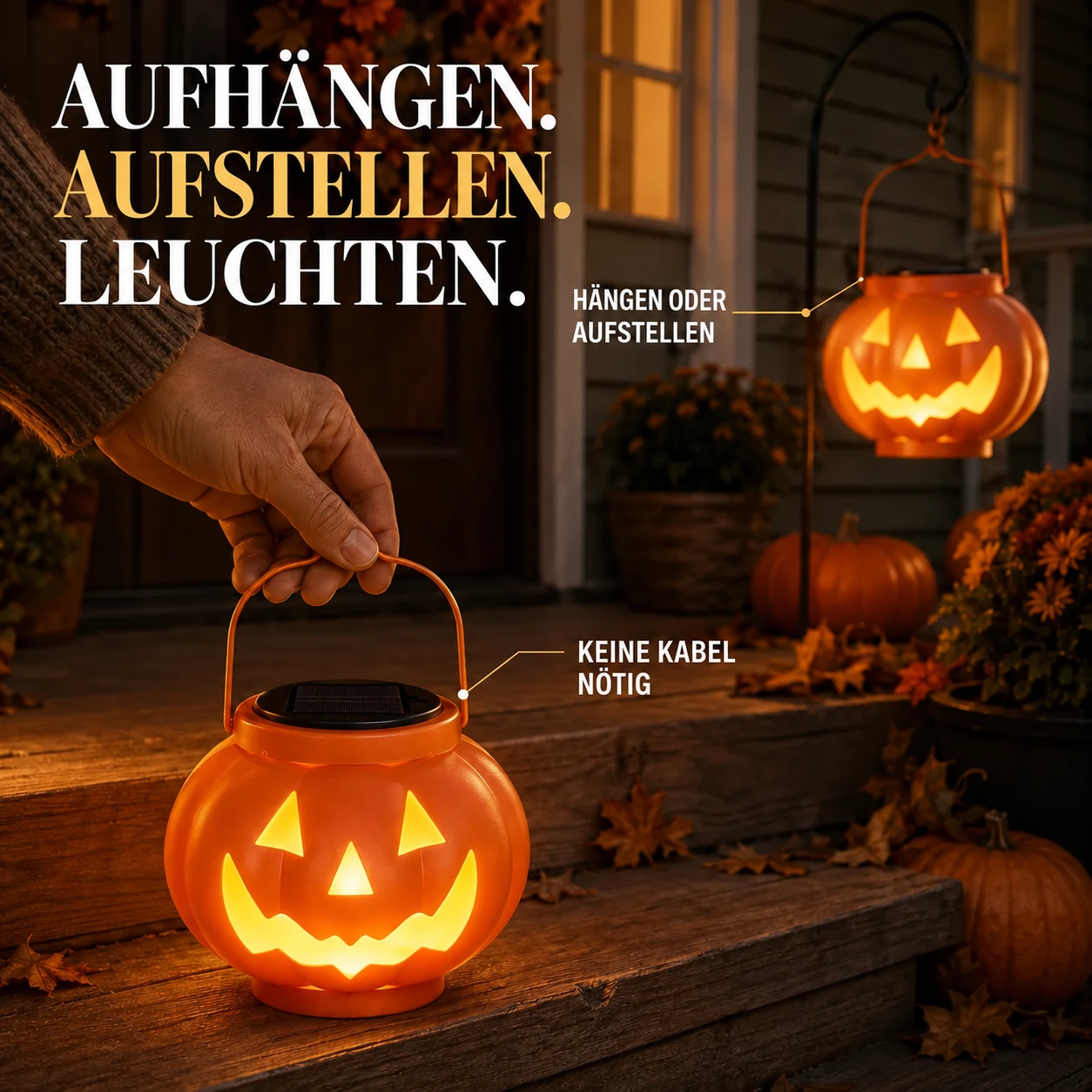Solarbetriebene Halloween-Kürbislaterne