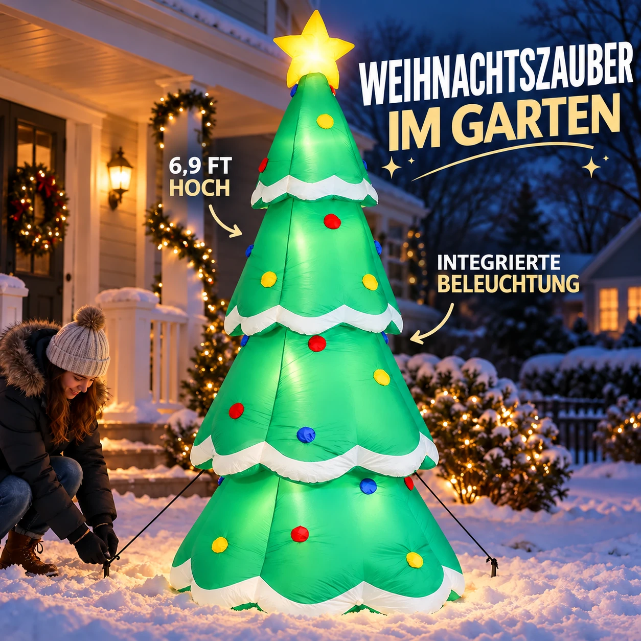 Beleuchteter aufblasbarer Weihnachtsbaum, 6,9 Fuß