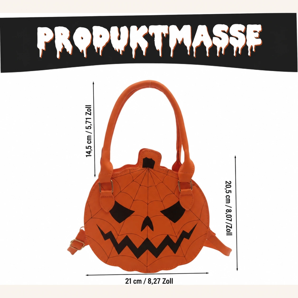 Orange Kürbis-Handtasche mit Spinnennetz – Halloween-Umhängetasche