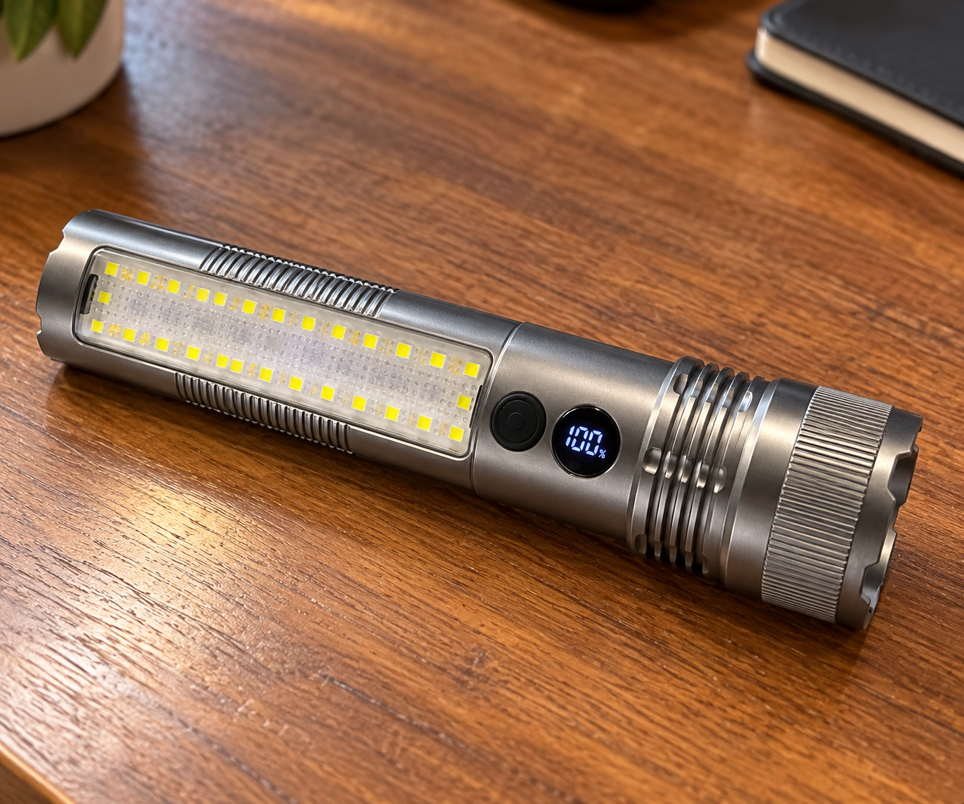 Flashlight showing the digital battery-level display