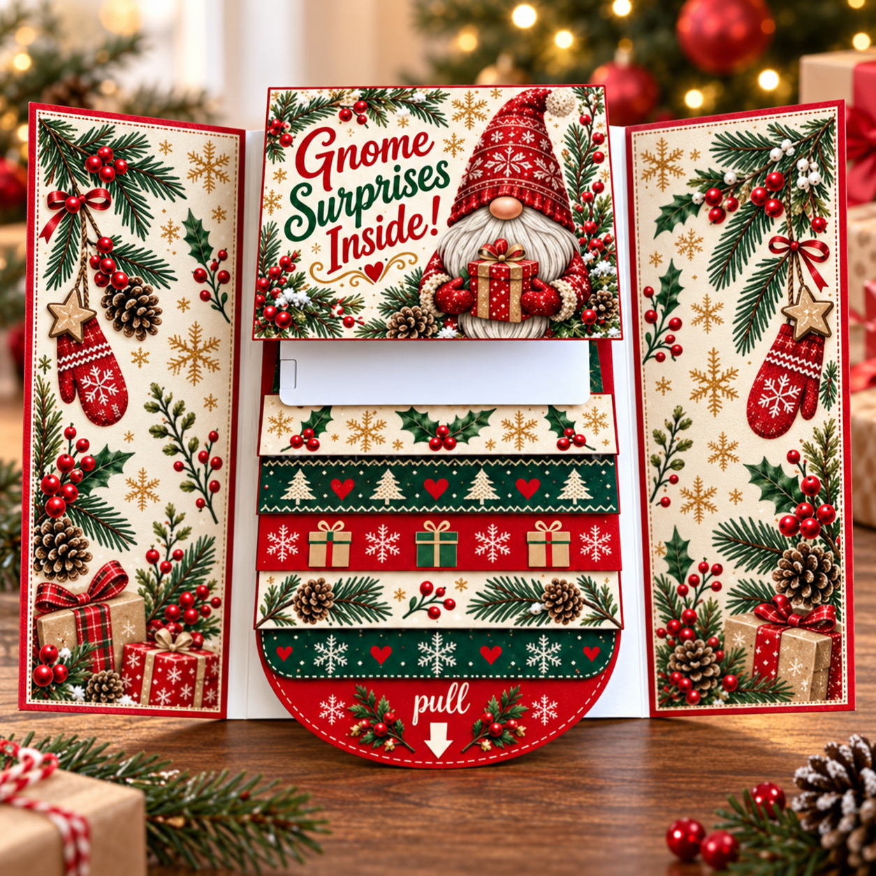 Gnome Christmas gift card booklet