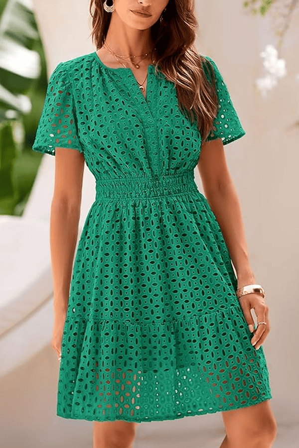 Women’s Summer V-Neck Lace Mini Dress (Buy 2 Free Shipping)
